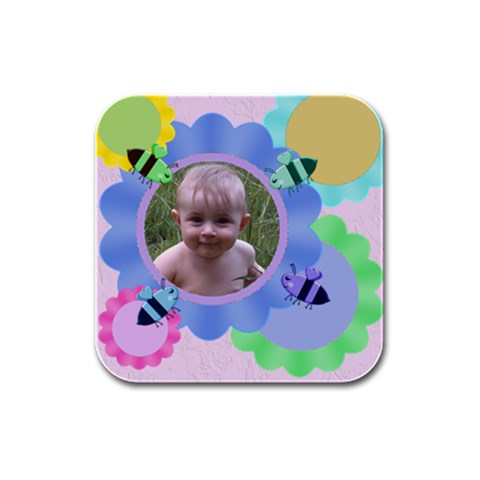 Flowers And Bees Rubber Square Coaster 4 Pack By Chere s Creations Front