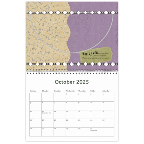 2025 Calender Elegance By Shelly Oct 2025