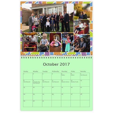 Kleinerman Calendar By Yocheved Oct 2017