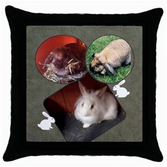 Bunny Pillow - Throw Pillow Case (Black)