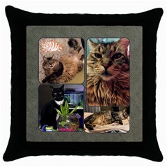 Cat Pillow - Throw Pillow Case (Black)