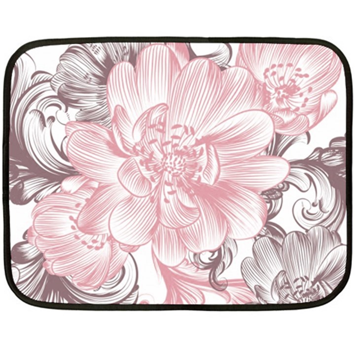 Flower Print Double Sided Fleece Blanket (Mini)