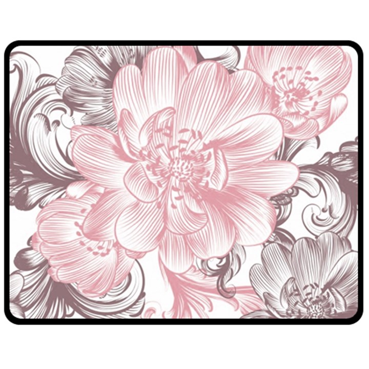 Flower Print Double Sided Fleece Blanket (Medium)