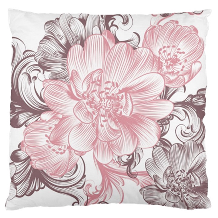 Flower Print Large Flano Cushion Case (Two Sides)