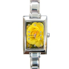 Yellow Rose Rectangle Italian Charm Watch by glendatartist