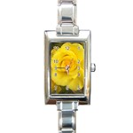 Yellow rose Rectangle Italian Charm Watch Front