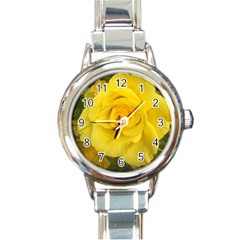 Yellow Rose Round Italian Charm Watch by glendatartist