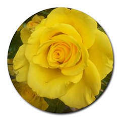 Yellow Rose Round Mousepad by glendatartist