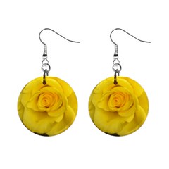 Yellow Rose 1  Button Earrings by glendatartist