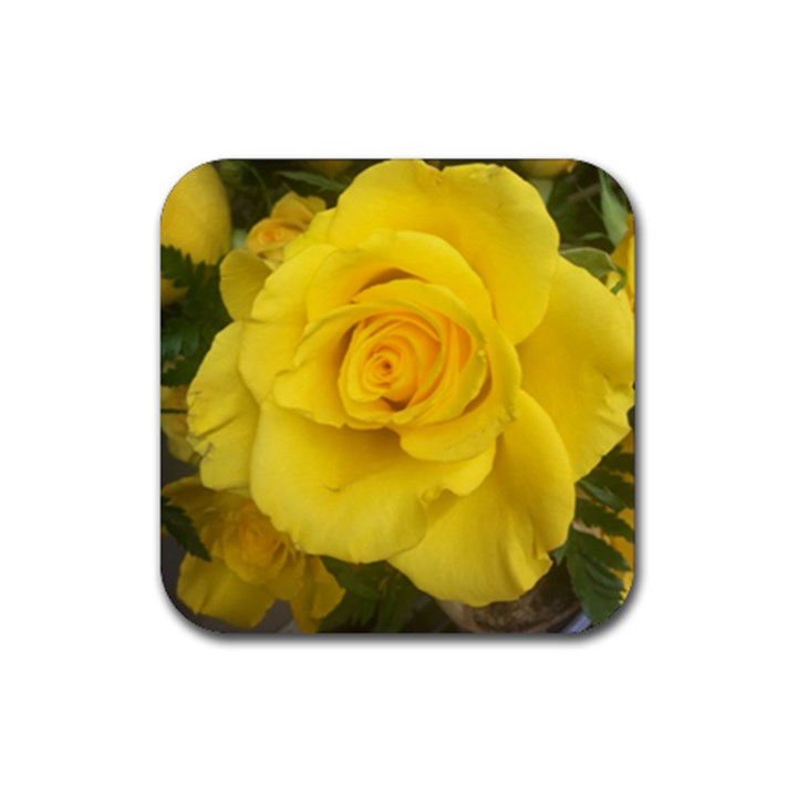 Yellow rose Rubber Coaster (Square)