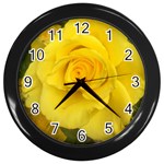 Yellow rose Wall Clock (Black) Front