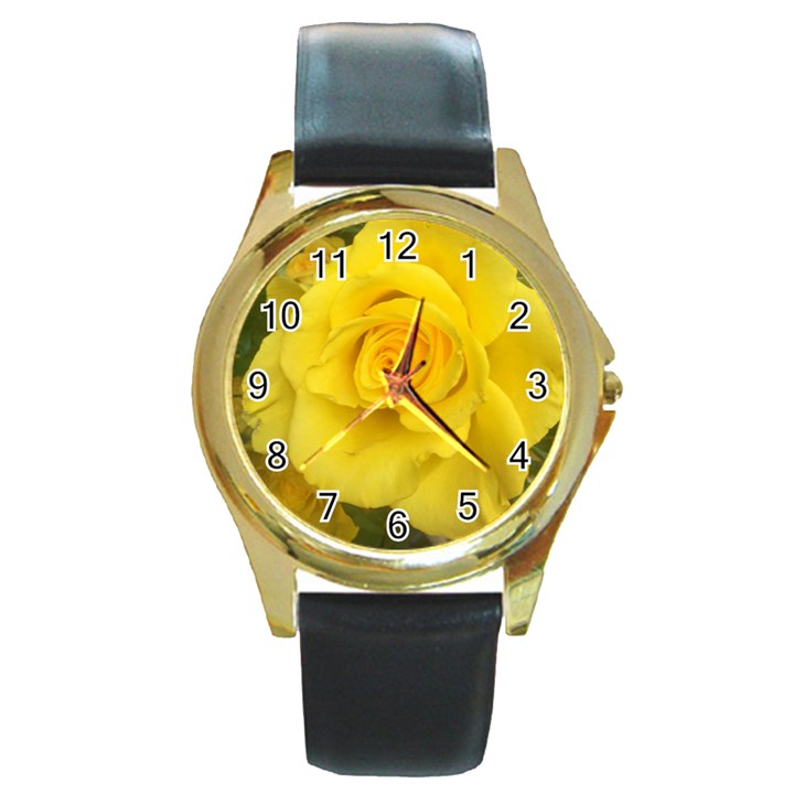 Yellow rose Round Gold Metal Watch