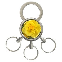 Yellow Rose 3-ring Key Chain by glendatartist