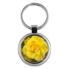 Yellow Rose Key Chain (round) by glendatartist