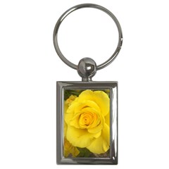 Yellow Rose Key Chain (rectangle) by glendatartist