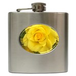 Yellow rose Hip Flask (6 oz) Front