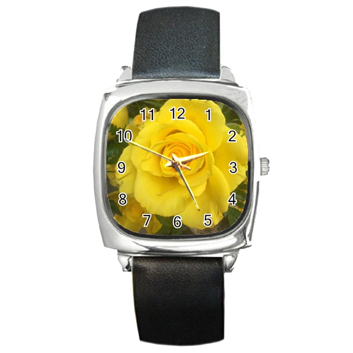 Yellow rose Square Metal Watch