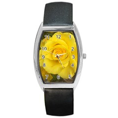 Yellow Rose Barrel Style Metal Watch by glendatartist