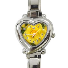 Yellow Rose Heart Italian Charm Watch by glendatartist