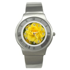 Yellow Rose Stainless Steel Watch by glendatartist