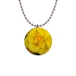 Yellow rose 1  Button Necklace Front