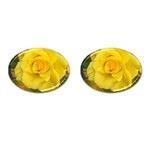 Yellow rose Cufflinks (Oval) Front(Pair)