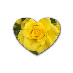 Yellow Rose Rubber Coaster (heart) by glendatartist