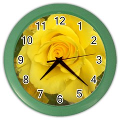 Yellow Rose Color Wall Clock by glendatartist