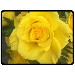 Yellow Rose Fleece Blanket (large) by glendatartist