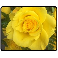 Yellow Rose Fleece Blanket (medium) by glendatartist