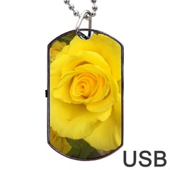 Yellow Rose Dog Tag Usb Flash (one Side) by glendatartist