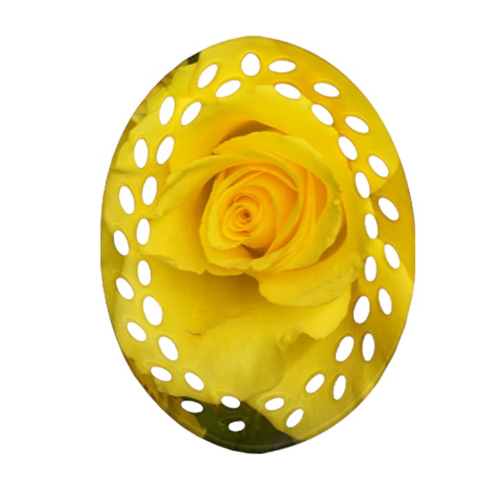 Yellow rose Oval Filigree Ornament (Two Sides)