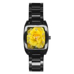 Yellow rose Stainless Steel Barrel Watch Front