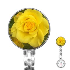 Yellow Rose Stainless Steel Nurses Watch by glendatartist