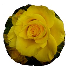 Yellow Rose Large 18  Premium Flano Round Cushion  by glendatartist