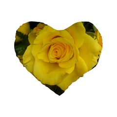 Yellow Rose Standard 16  Premium Flano Heart Shape Cushion  by glendatartist