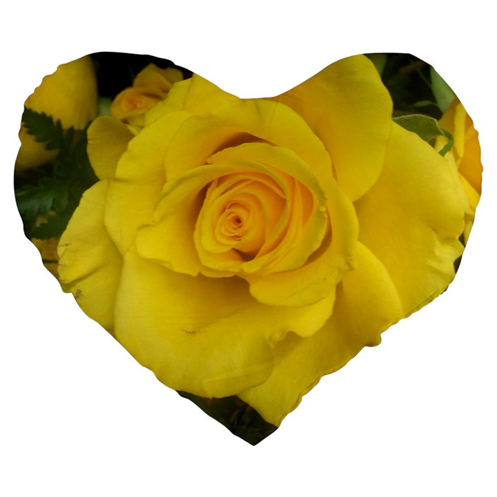 Yellow rose Large 19  Premium Flano Heart Shape Cushion