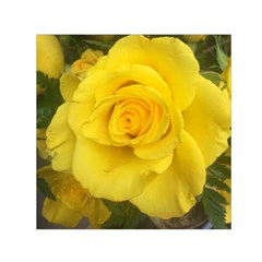 Yellow Rose Small Satin Scarf (square) by glendatartist