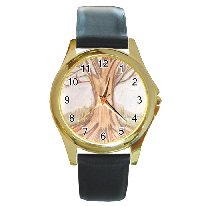 roots Round Gold Metal Watch