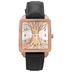 Roots Rose Gold Leather Watch  by glendatartist