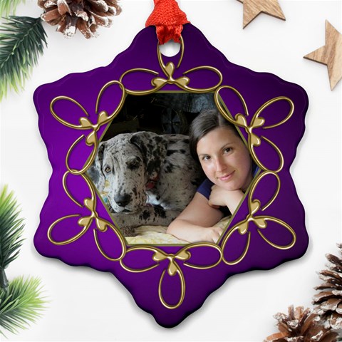 Jane Purple And Gold Snowflake  Ornament (2 Sided) By Deborah Front