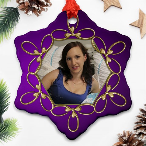 Jane Purple And Gold Snowflake  Ornament (2 Sided) By Deborah Back