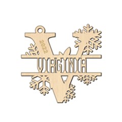 Personalized Letter V - Wood Ornament