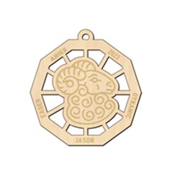 Personalized Zodiac Symbols Aries - Wood Ornament