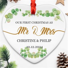 Personalized Christmas Married Family Name - Ornament (Heart)