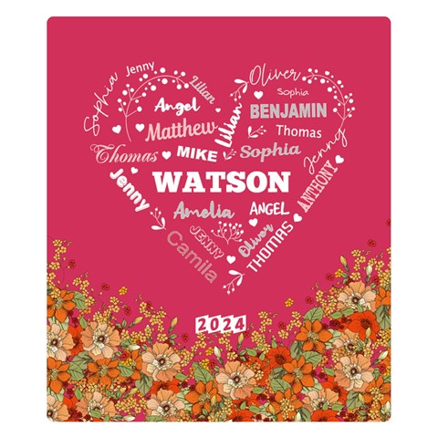 Personalized Family Name Love Heart Flower By Wanni 50 x40  Blanket Front