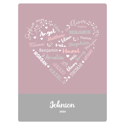 Personalized Family Name Love Heart By Wanni 40 x30  Blanket Front