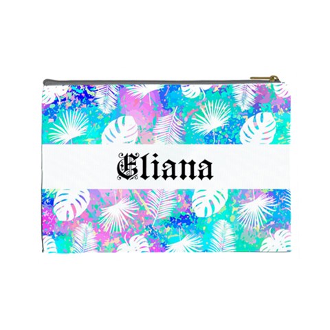 Personalized Palm Leaves Name 1 Cosmetic Bag By Anita Kwok Back