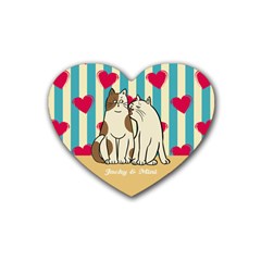 Couple Cat - Rubber Coaster (Heart)