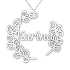 Personalized Name Plant Frame - 925 Sterling Silver Pendant Necklace